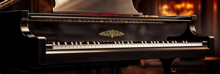 piano banner design with copy space