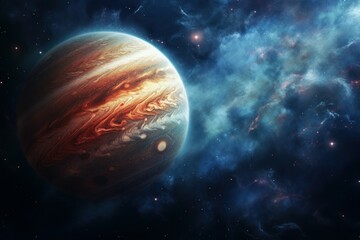 Wall Mural - Jupiter planet clouds. Nature space sun. Generate AI