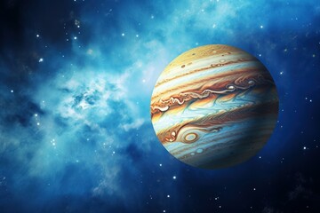 Wall Mural - Swirling Jupiter planet clouds. Nature space sun. Generate AI