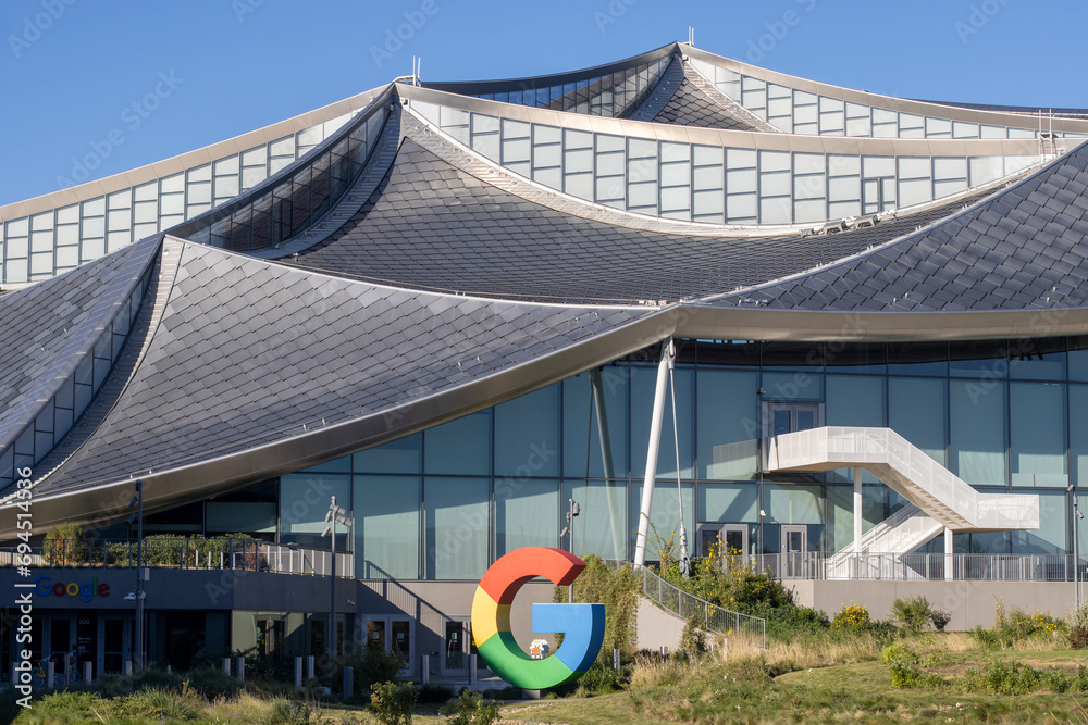 Mountain View, CA, USA - Nov 24, 2023: Architectural details of Google ...