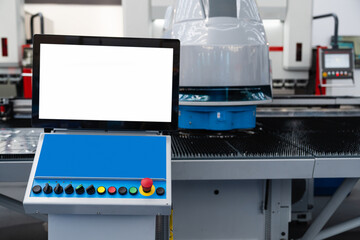 Leinwandbilder - Automatic machine for cutting metal at work. Smart factory