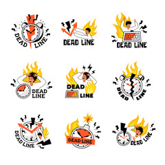 Wall Mural - Deadline badges. Business concept badges with clock symbols recent deadline templates symbols