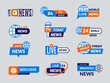 © ONYXprj - World news logo. Emblems for news tv entertainment recent vector badges set collection with place for text