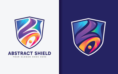 Poster - Abstract Shield Logo Design with Colorful Gradient Shape Insert the Shield Vector Illustration.