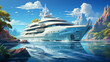 Illustration Of A Luxurious Cruise Ship In The Sea