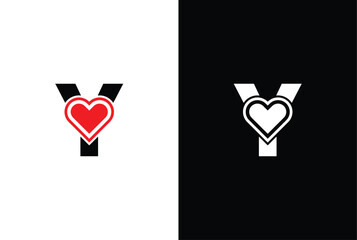 Wall Mural - Initial Letter Y Love Logo Design. Letter Y Valentine logos vector, modern logo, Logo Designs Vector Illustration Template.