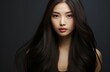 Smiling asian long hair woman. Adult beauty. Generate Ai