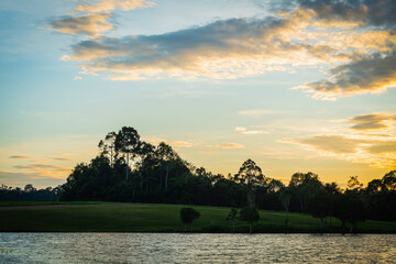 Wall Mural - landscape of sky sunset and Reflection of water