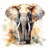 Fototapeta Dziecięca - Vibrant Watercolor Elephant Illustration with Delicate Brushstrokes