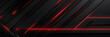 © sam - Dark grey black abstract background with red glowing lines design for social media post, business, advertising event. Modern technology innovation concept background