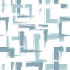 Poster - Abstract geometric seamless pattern. Repeating geometry background. Grunge square backdrop. Brush strokes line printed. Watercolor texture. Repeated printing. Repeat design prints. Vector illustration