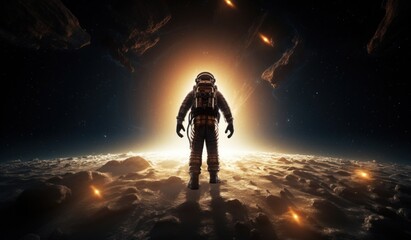 Wall Mural - the astronaut walking in the light of the sun