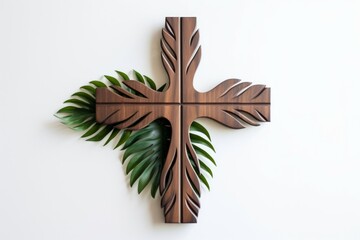 Wall Mural - Wooden cross as a symbol of the Christian faith. Background with selective focus and copy space