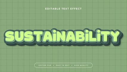 Wall Mural - Green sustainable 3d editable text effect - font style