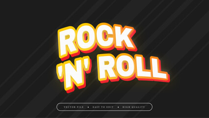 Wall Mural - Black white and orange rock n roll 3d editable text effect - font style