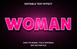 Woman editable text effect template, 3d cartoon neon glossy style typeface, premium vector