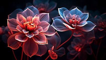 Abstract Neon Garden: Glowing Digital Flower Space