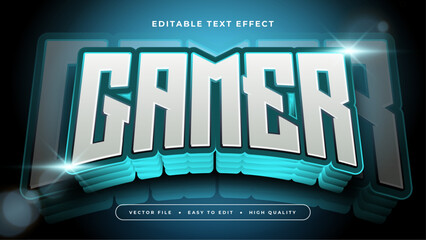 Silver and blue gamer 3d editable text effect - font style