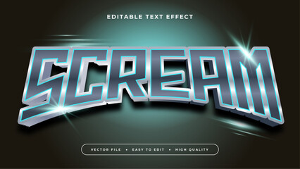 Blue silver and black scream 3d editable text effect - font style