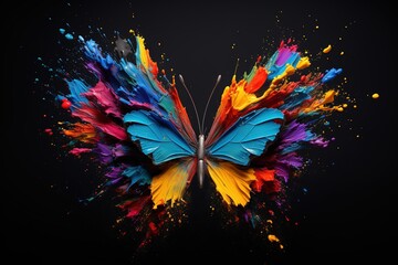 Poster - Colorful butterfly made from paint flying