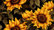 yellow sunflower background, sunflower seamless pattern, sunflower pattern, flower pattern, sunflower background, flower background, retro background, vintage background