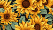 yellow sunflower background, sunflower seamless pattern, sunflower pattern, flower pattern, sunflower background, flower background, retro background, vintage background