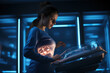 A pregnant woman undergoing a prenatal genetic test, emphasizing the role of genetics in understanding potential health risks for the unborn child. Generative Ai.