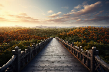 Aufkleber - A concept image of a bridge connecting different communities, symbolizing the efforts to bridge gaps and promote social harmony. Generative Ai.