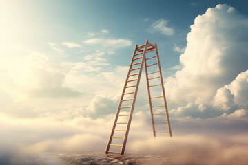 Poster - A visual metaphor of a ladder, representing the upward mobility and access to opportunities that social justice strives to provide. Generative Ai.