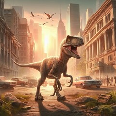 Canvas Print - Raptor in abandon city