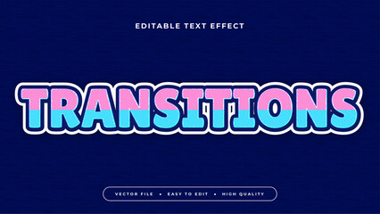 Wall Mural - Pink blue and white transitions 3d editable text effect - font style