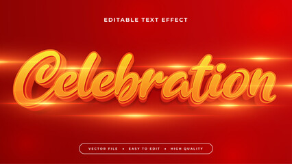 Poster - Orange and red celebration 3d editable text effect - font style