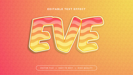 Poster - Peach orange and yellow eve 3d editable text effect - font style