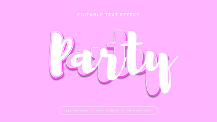 Poster - White and pink party 3d editable text effect - font style