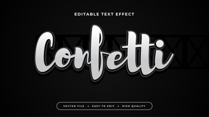 Poster - Black and white confetti 3d editable text effect - font style