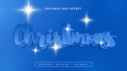 Wall Mural - Blue white christmas 3d editable text effect - font style