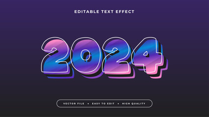 Poster - Colorful 2024 3d editable text effect - font style