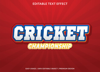 Poster - cricket championship editable text effect template use for business brand and logo