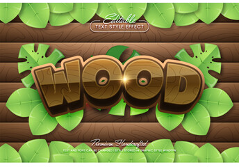 Poster - Organic wood editable 3D vector text style effect, suitable for creating eye-catching text graphics for digital and print media such as posters, social media posts, banners, and advertisements.