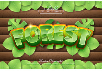 Poster - Tropical forest editable 3D vector text style effect, suitable for creating eye-catching text graphics for digital and print media such as posters, social media posts, banners, and advertisements.