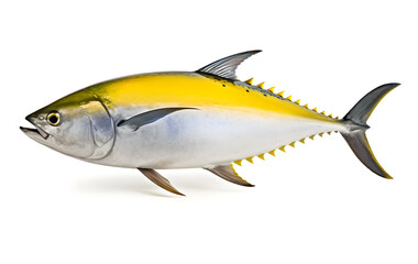 Wall Mural - Yellow fin tuna on white background. black fin yellow tuna on white. Realistic isolated illustration.