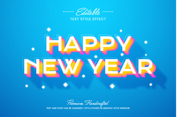 Poster - Happy new year editable 3D vector text style effect, suitable for creating eye-catching text graphics for digital and print media such as posters, social media posts, banners, and advertisements.