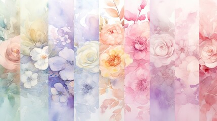 Poster - Watercolor shabby chic scrapbooking paper pastel colors