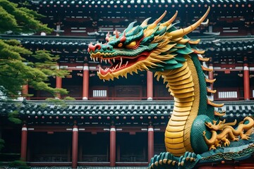 chinese dragon statue in temple