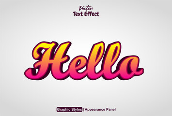 Fototapete - Hello text effect with orange graphic style and editable.