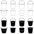 © dythss - Set of bucket line art and silhouette