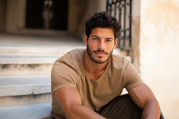 Handsome young Arab male model with beautiful eyes