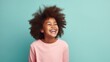 Laughing Black Girl isolated on Minimalist Background. DEIB, Diversity, Equity, Inclusion, Belonging

