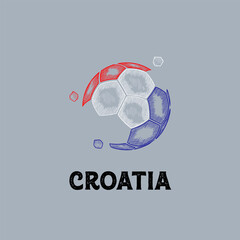 Hand Drawn Abstract Croatia Football Logo designs vector, Soccer championship banner vector