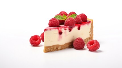 Wall Mural - Generative AI : Cheesecake on isolated white background